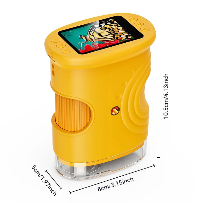 1000X Handheld Microscope for Kids 2.0" Screen Rechargeable Mini Pocket Digital Microscopes Portable Edu Gift Children Students